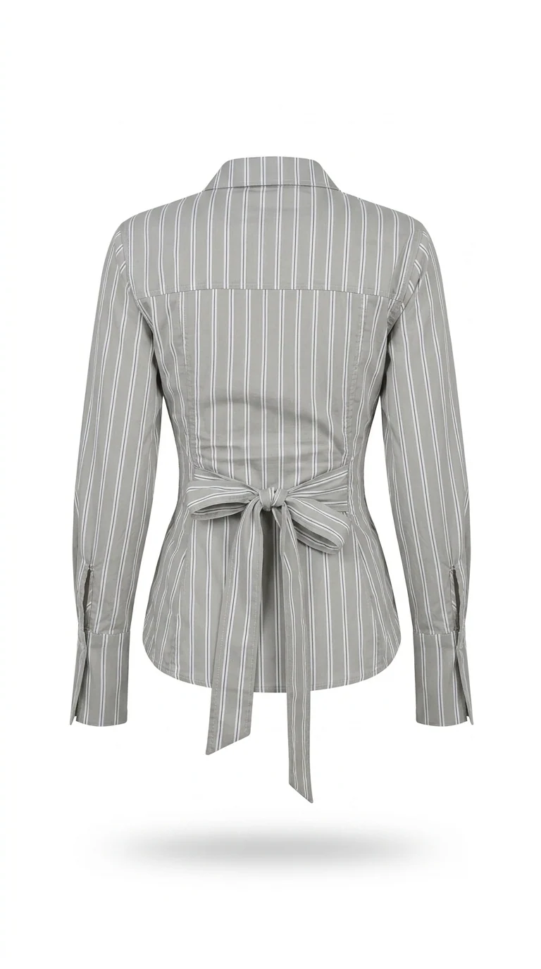 Back Belt and Chest Pleats Shirt