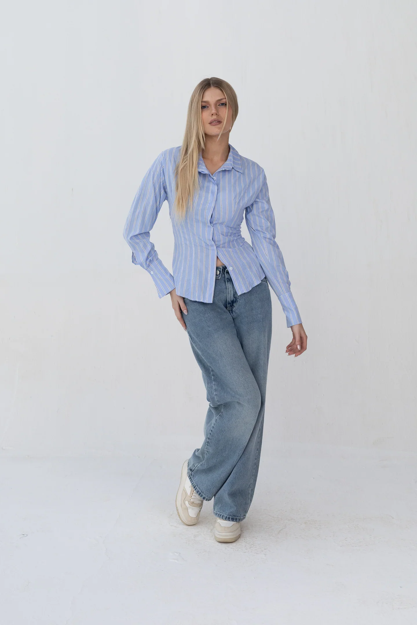 Back Belt and Chest Pleats Shirt - Image 10
