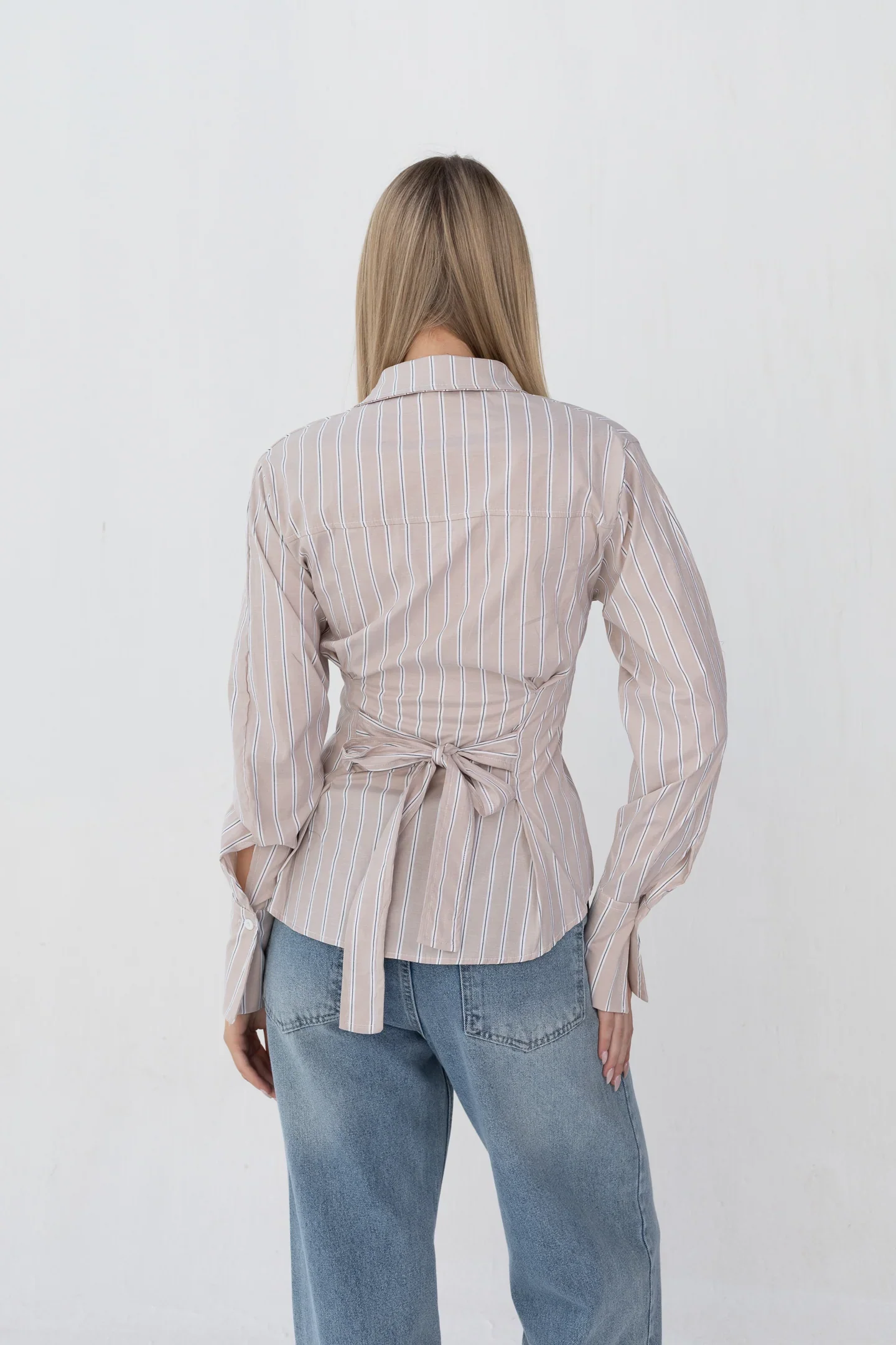 Back Belt and Chest Pleats Shirt - Image 13