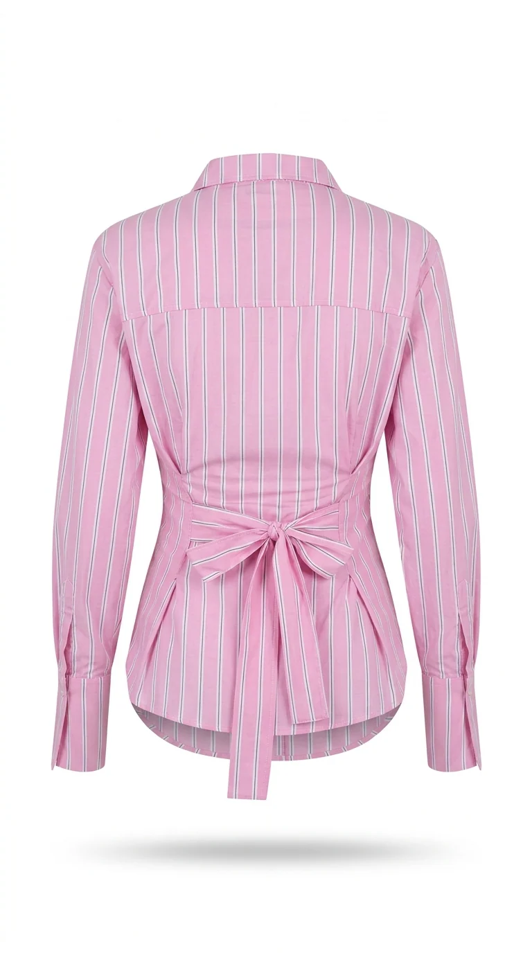 Back Belt and Chest Pleats Shirt - Image 20