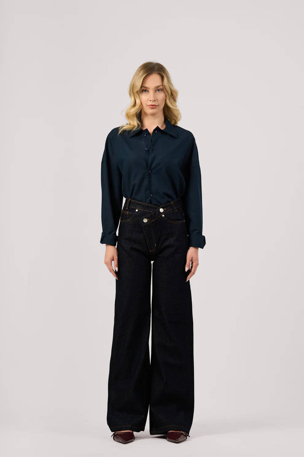 GN06- Women's Raw Wide-Leg Denim - Image 3