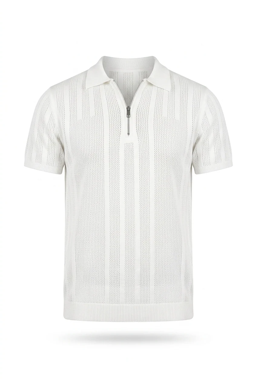 Knitted Quarter-Zipper Polo