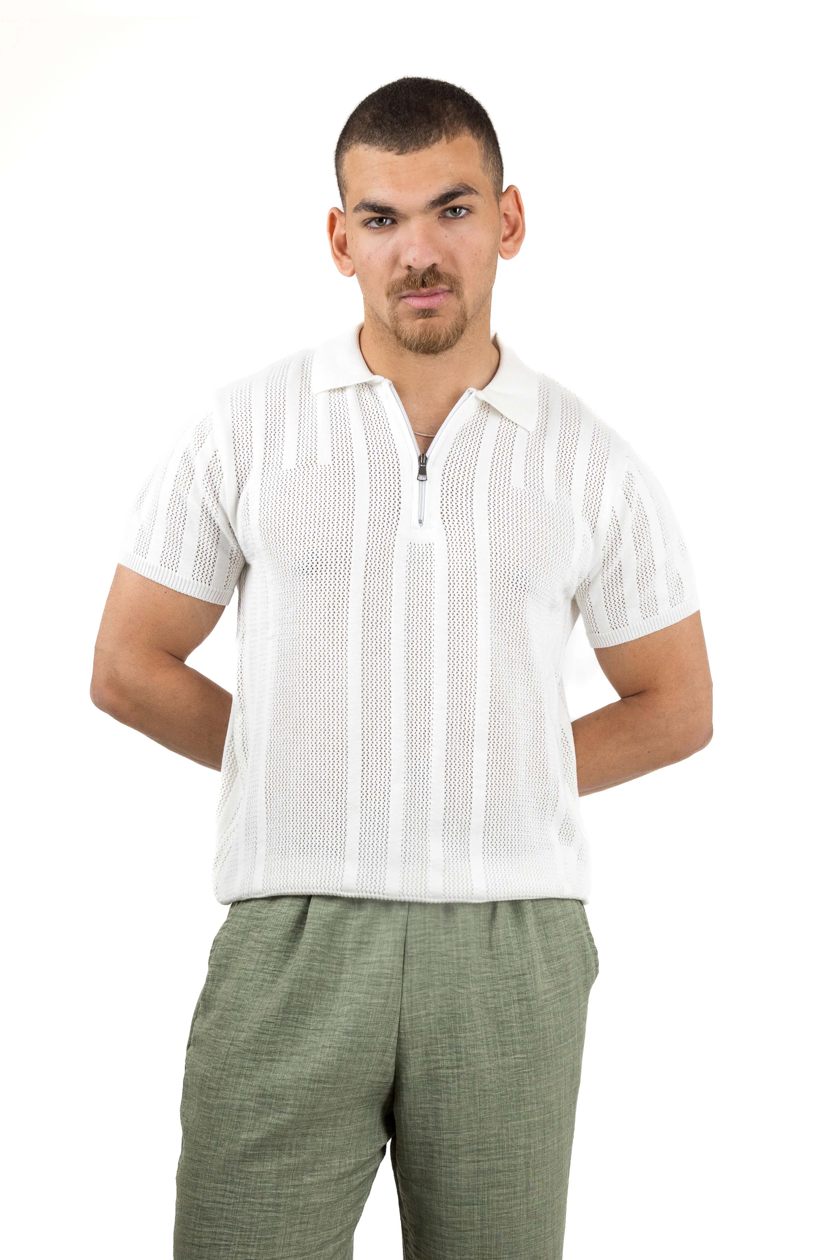 Knitted Quarter-Zipper Polo - Image 3