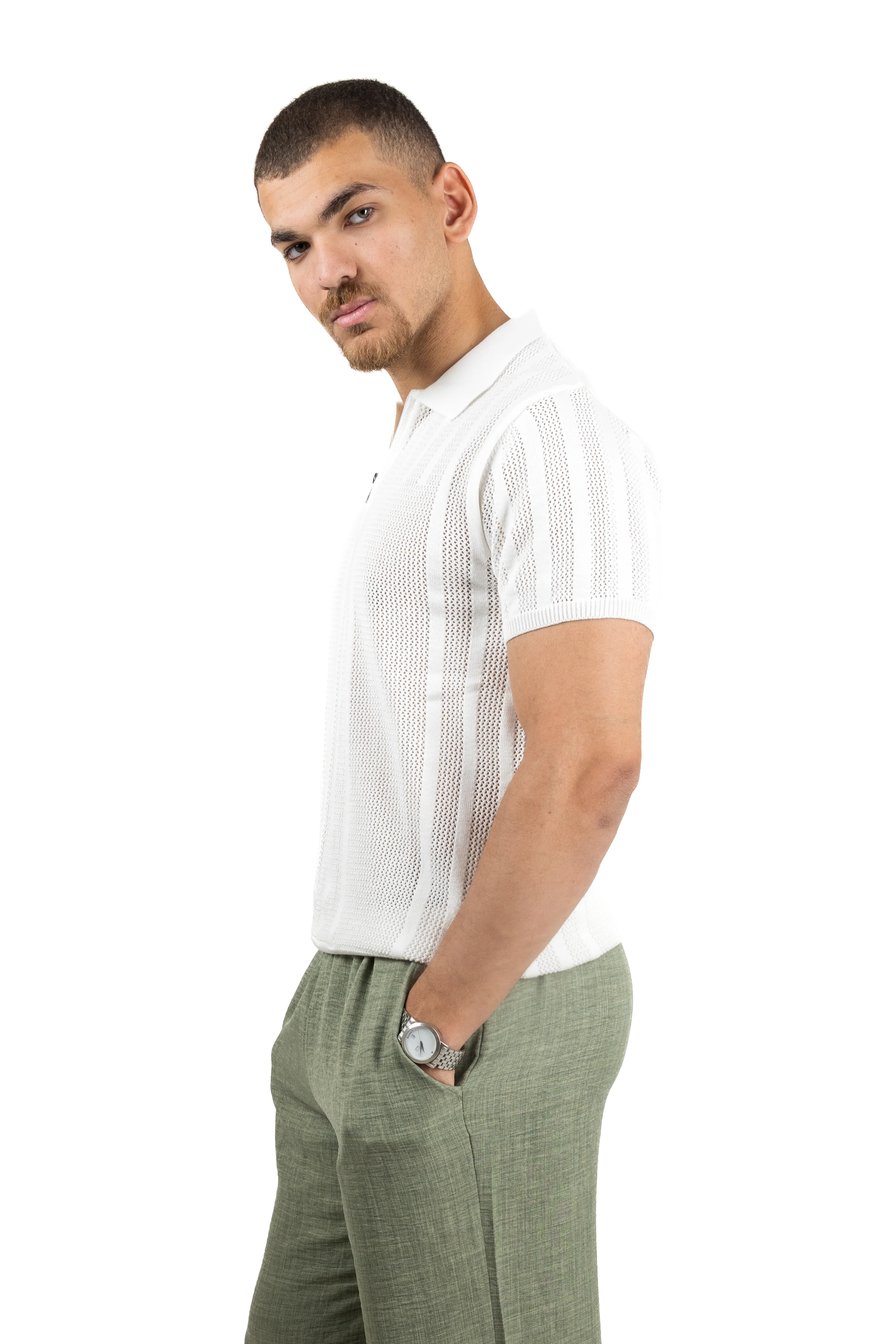 Knitted Quarter-Zipper Polo - Image 4
