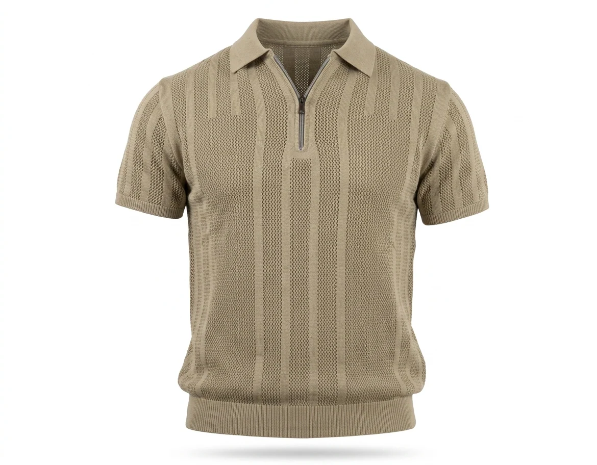 Knitted Quarter-Zipper Polo - Image 6