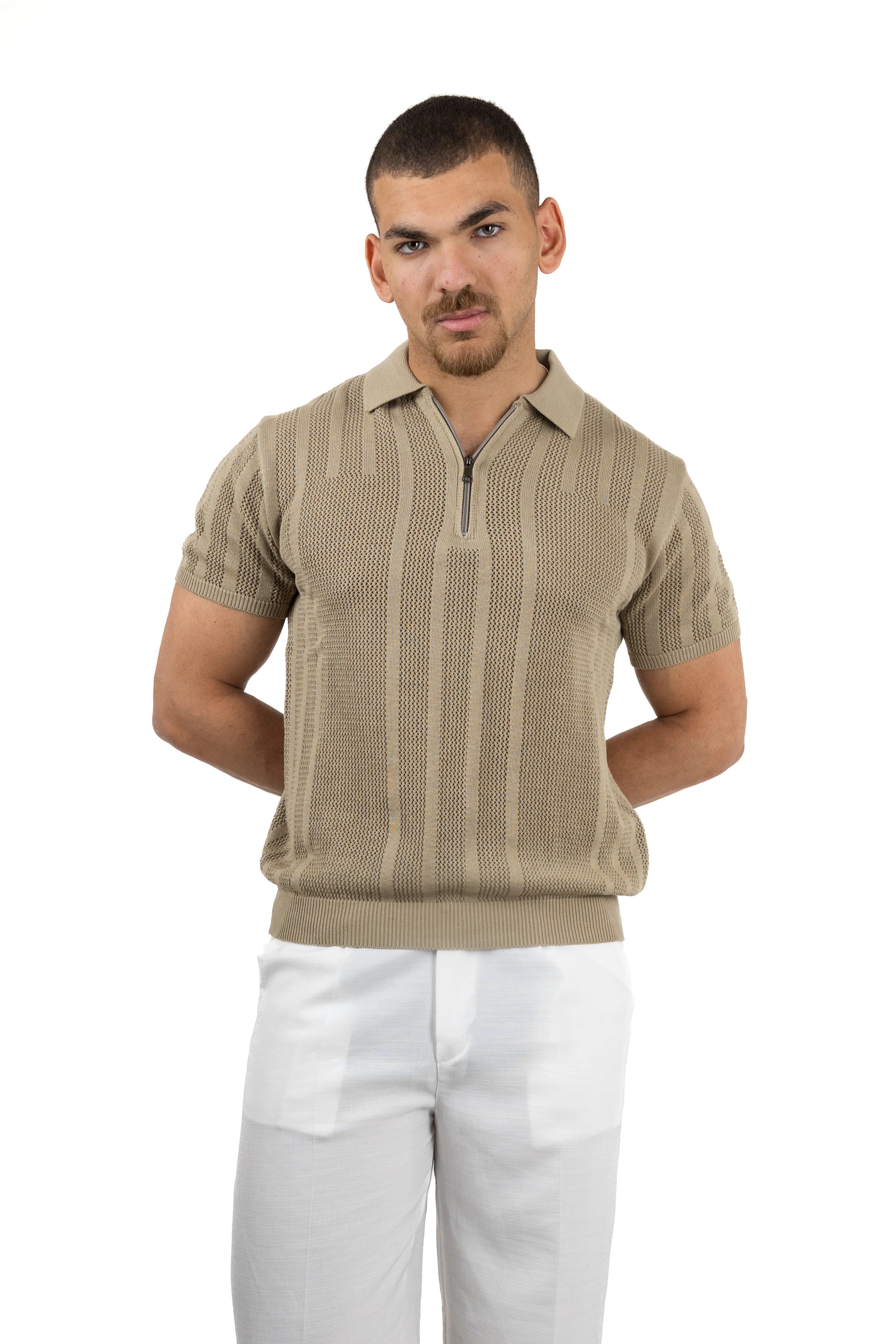 Knitted Quarter-Zipper Polo - Image 8