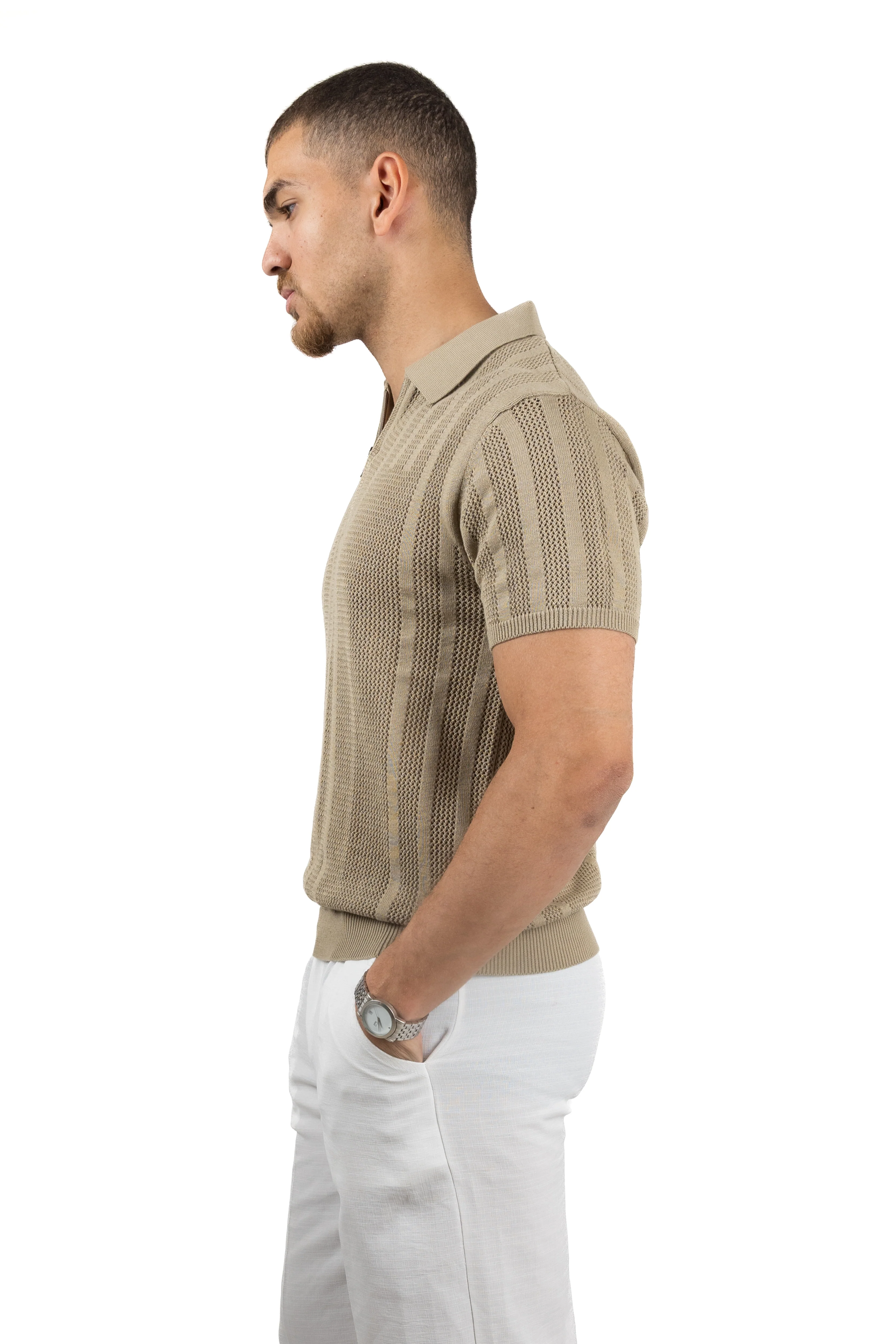 Knitted Quarter-Zipper Polo - Image 9