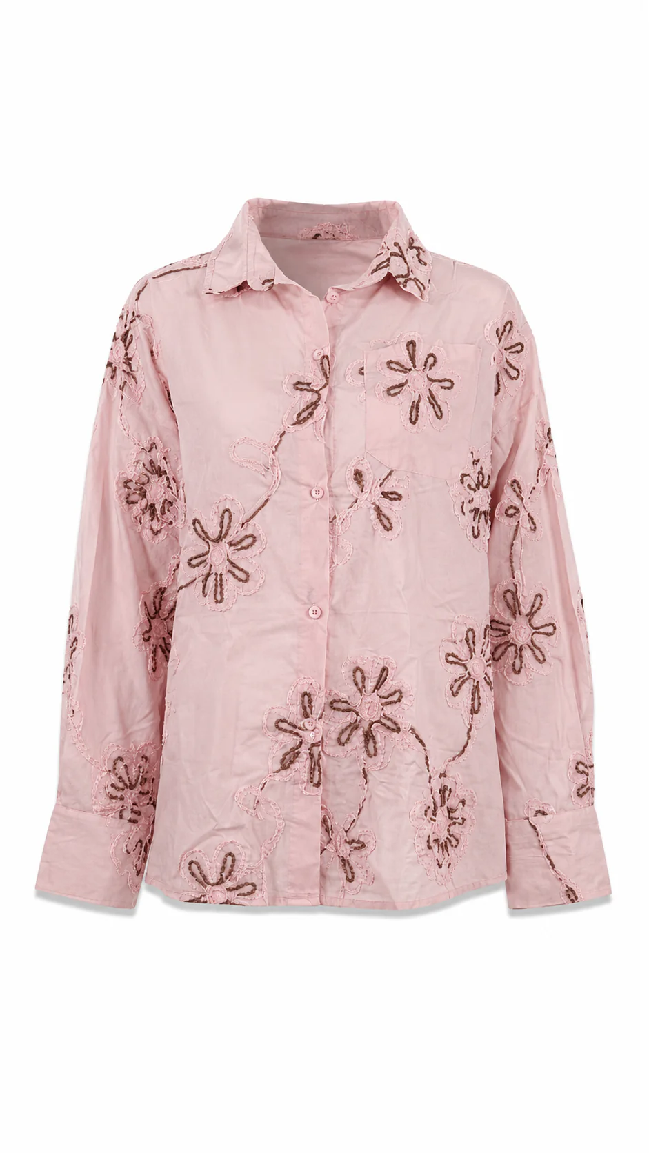 Large Flower Embroidered Blouse - Image 5