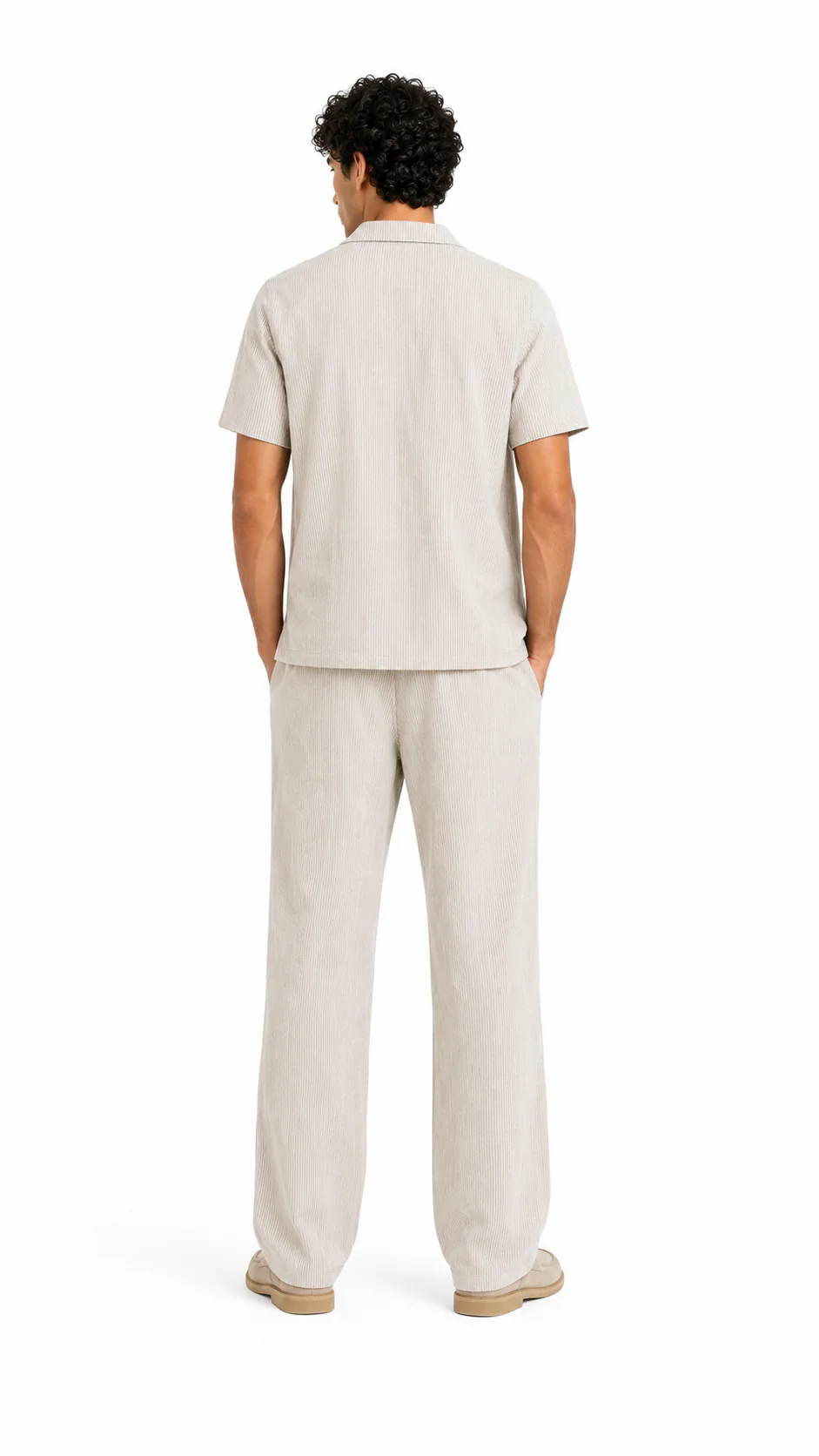 Men’s Striped Linen Set Shirt - Image 4