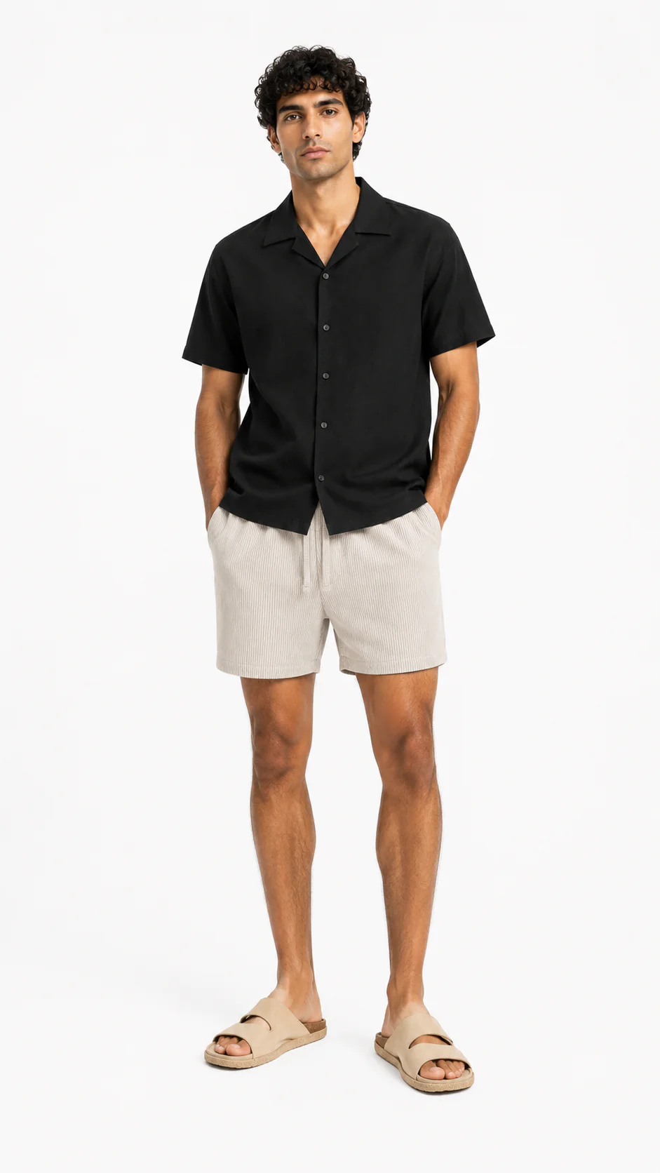 Men’s Striped Linen Set Shorts - Image 4