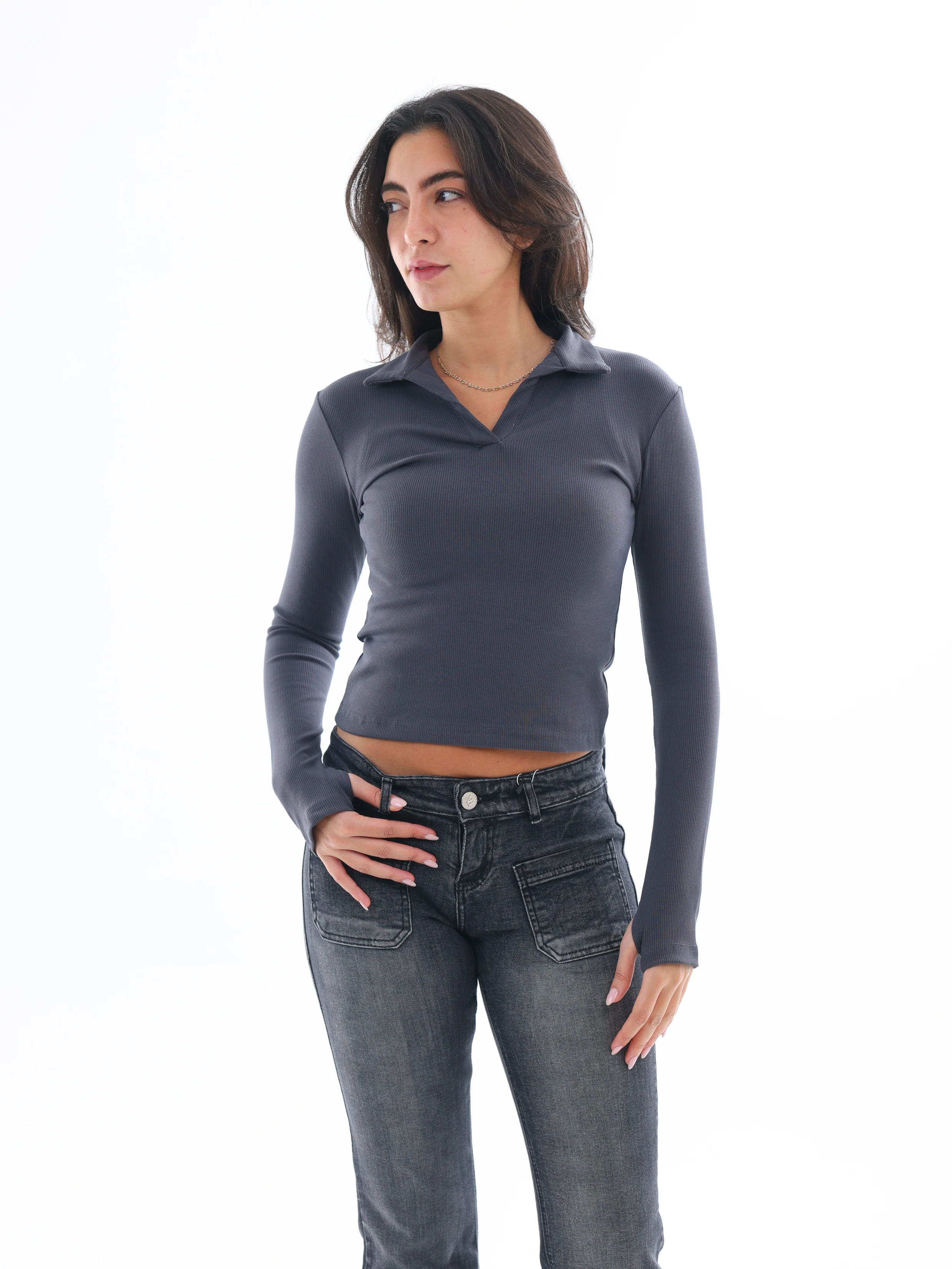 Ribbed Long-Sleeve Polo - Image 10
