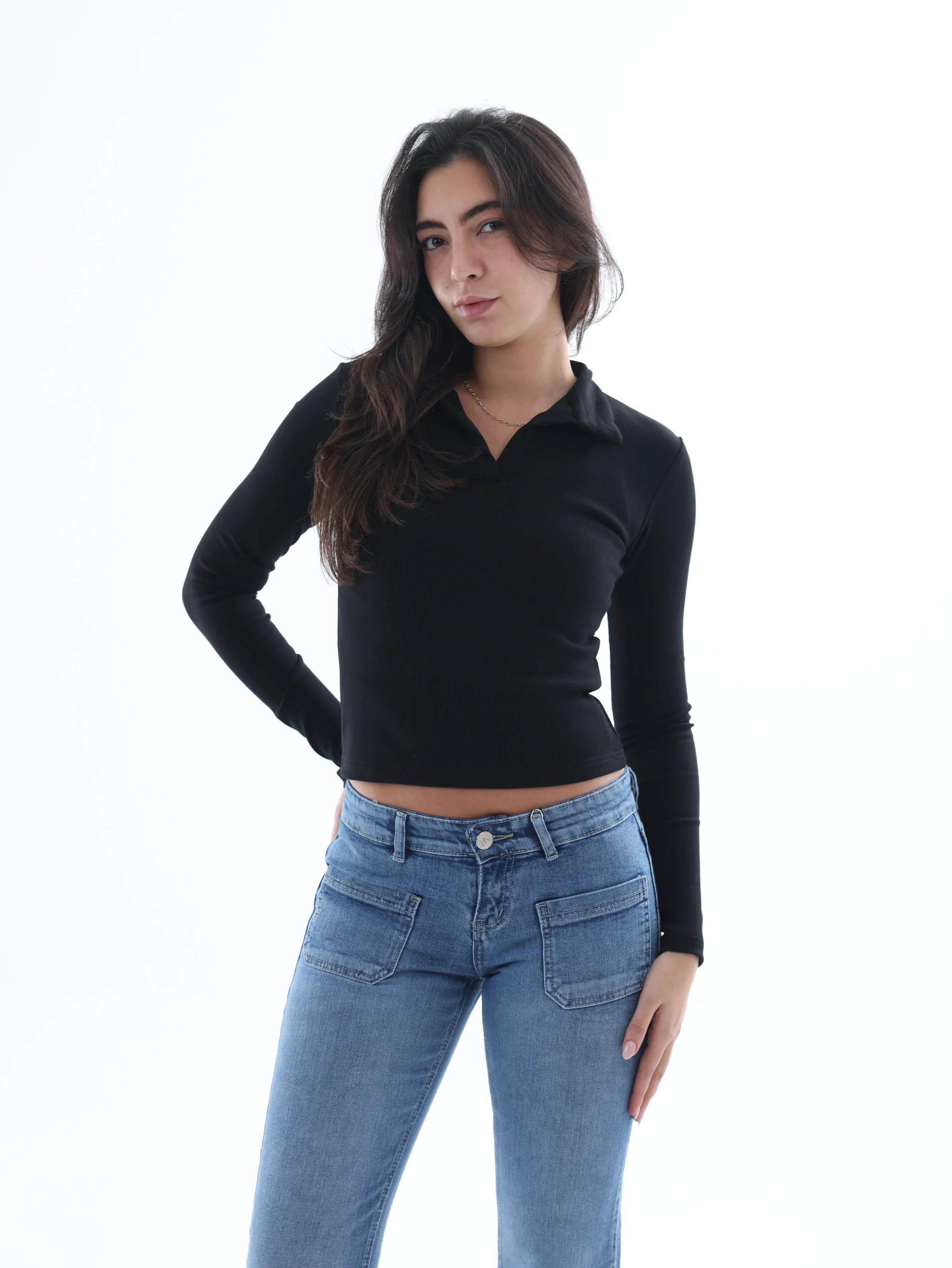 Ribbed Long-Sleeve Polo - Image 4