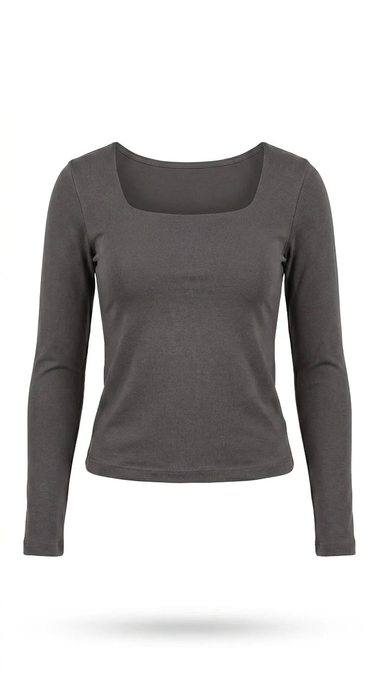 Long-Sleeve Square Neck Top - Image 19