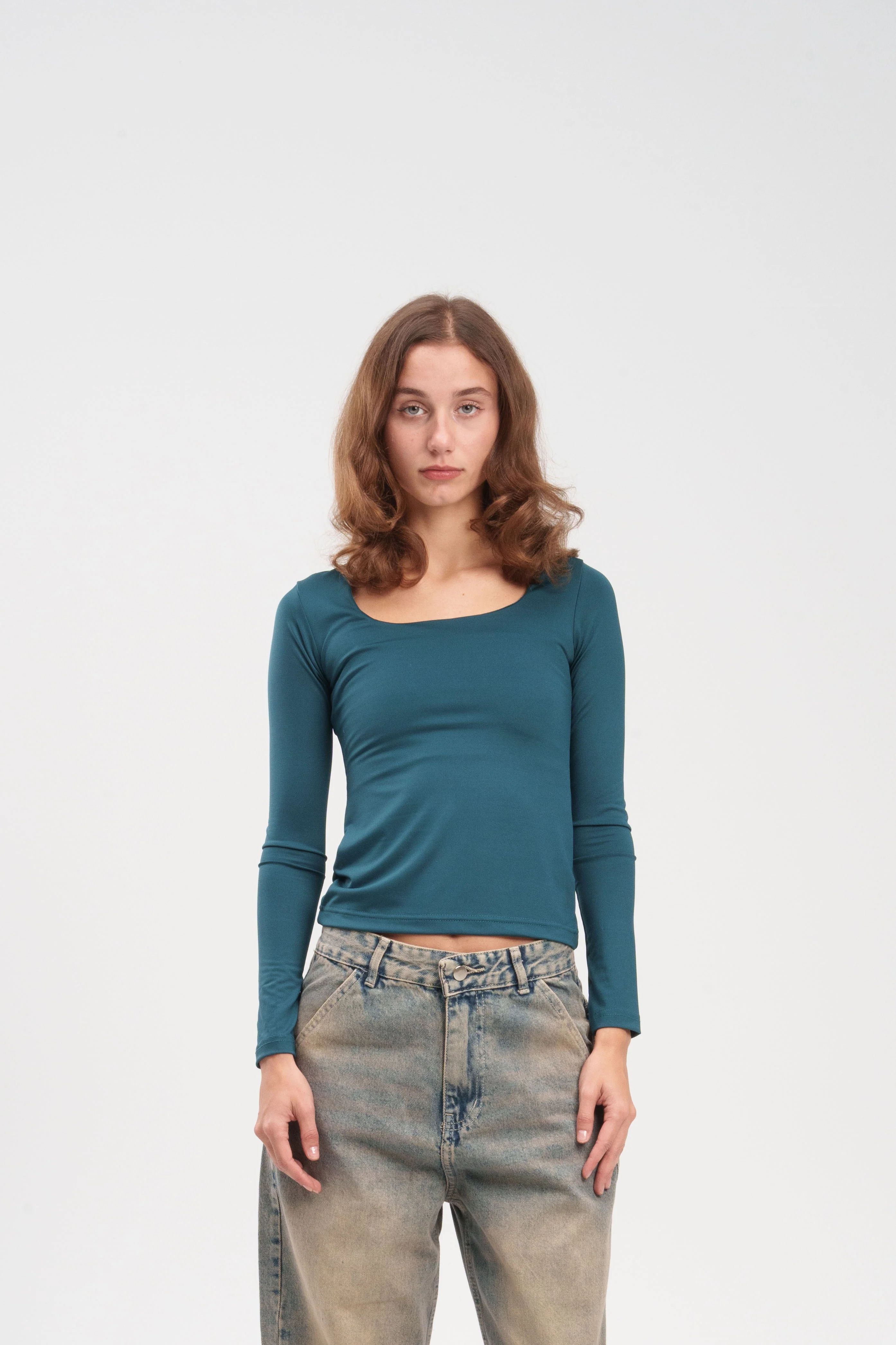 Long-Sleeve Square Neck Top - Image 3