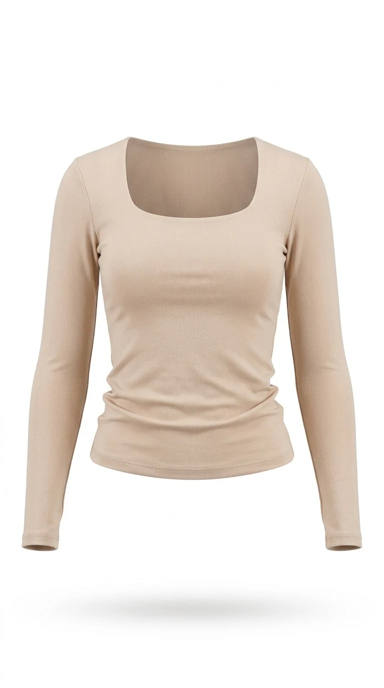 Long-Sleeve Square Neck Top - Image 31