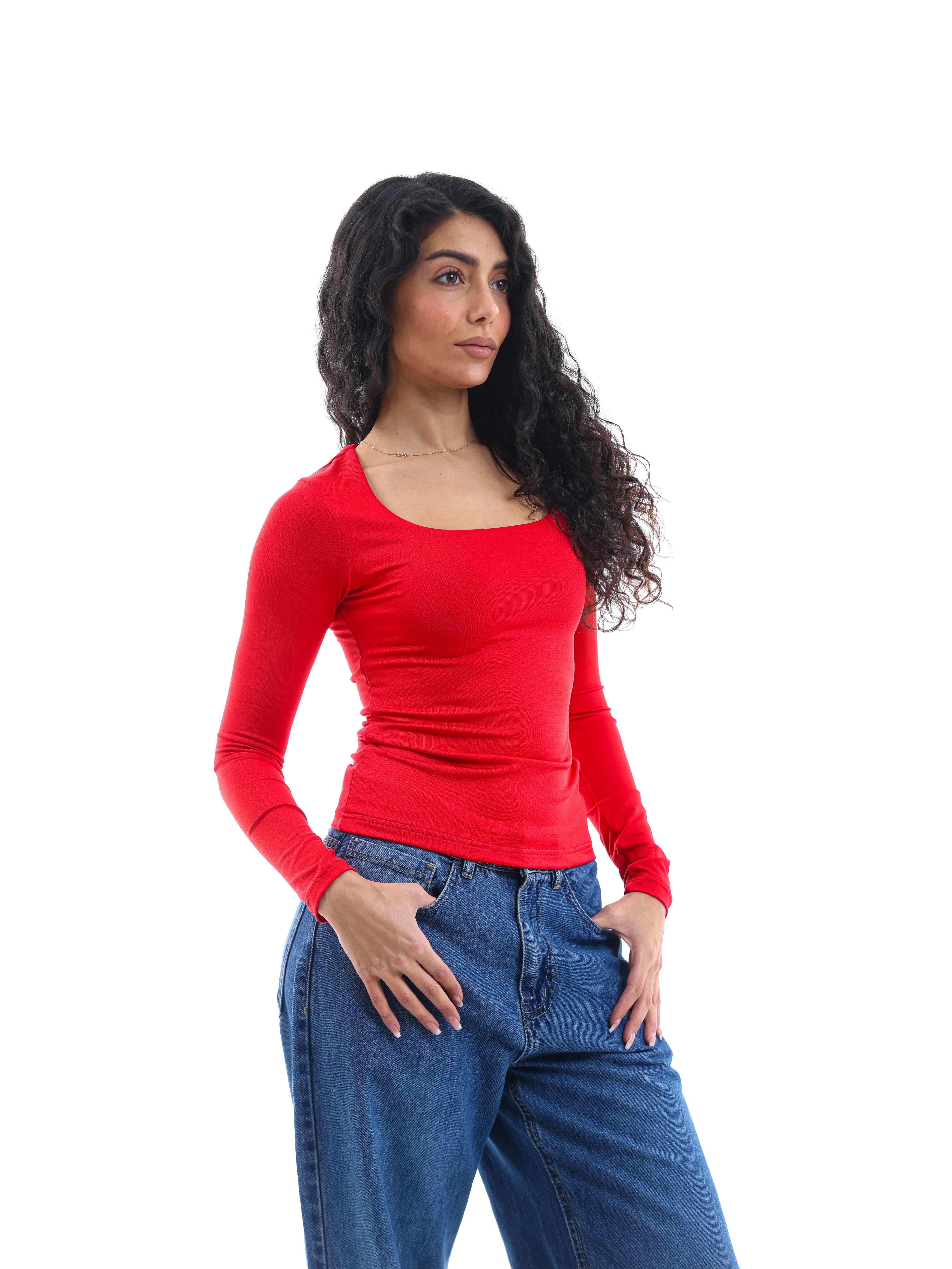 Long-Sleeve Square Neck Top - Image 58
