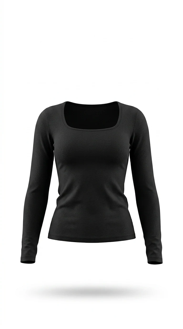 Long-Sleeve Square Neck Top - Image 59