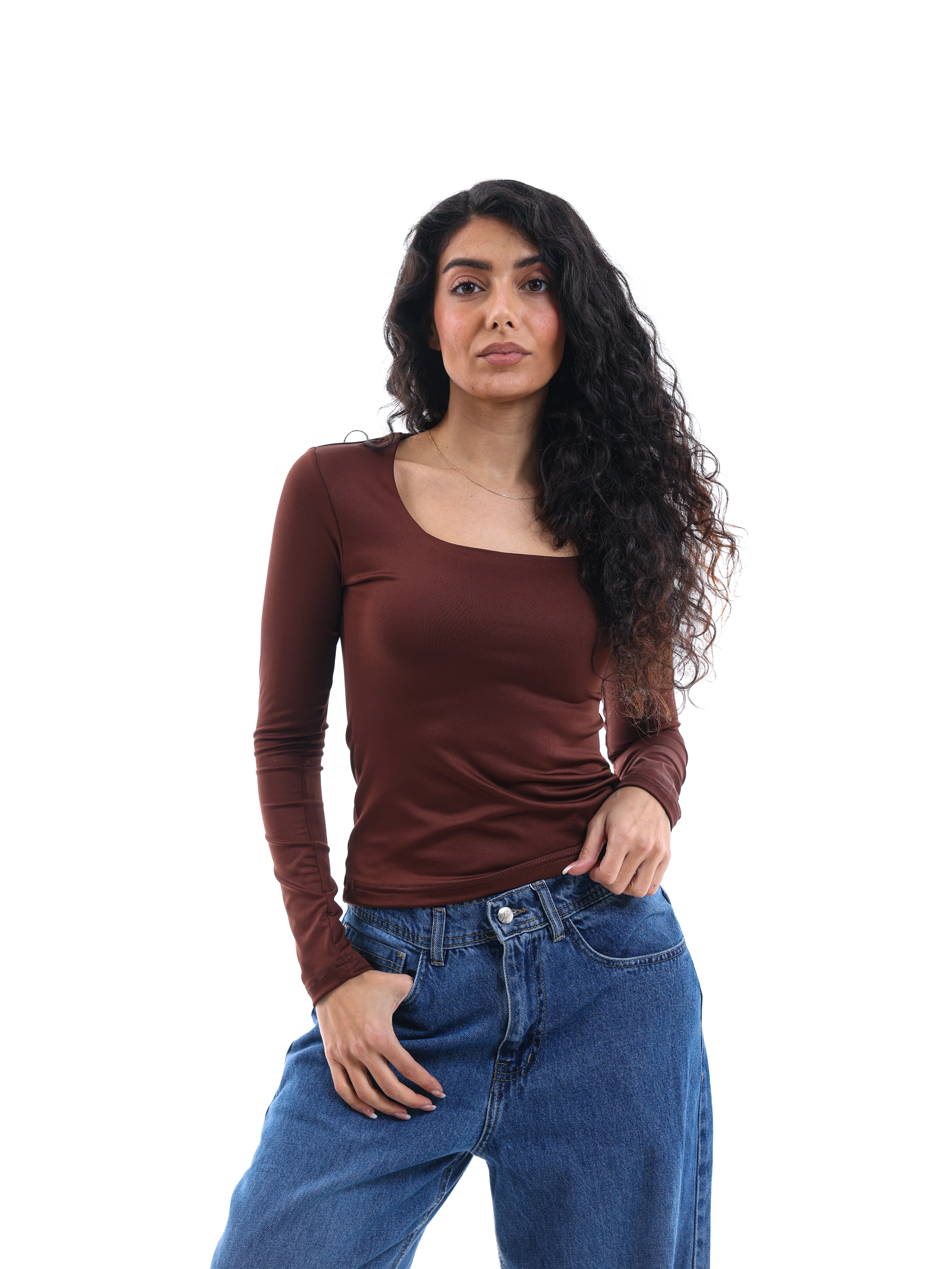 Long-Sleeve Square Neck Top - Image 67