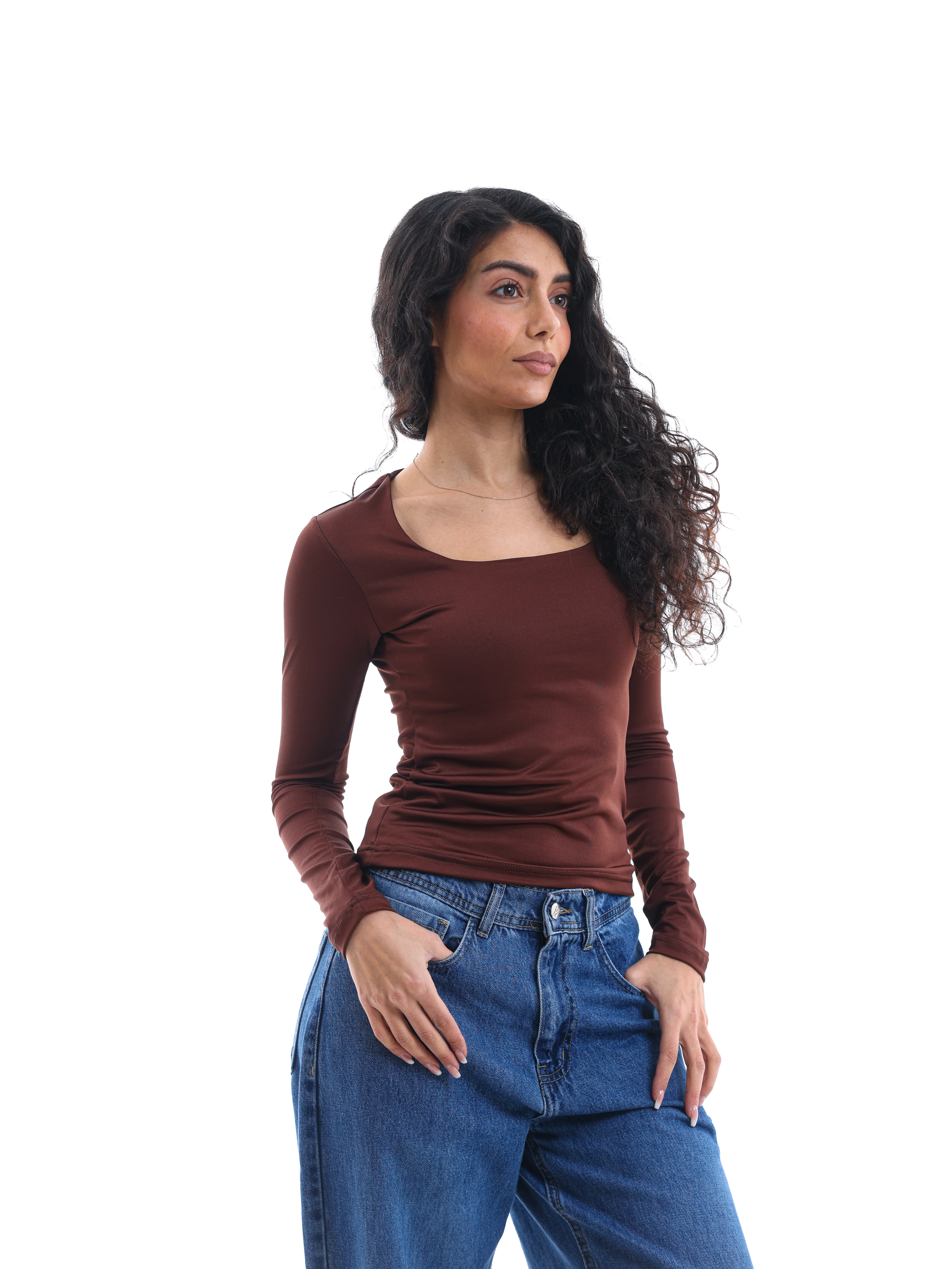 Long-Sleeve Square Neck Top - Image 68