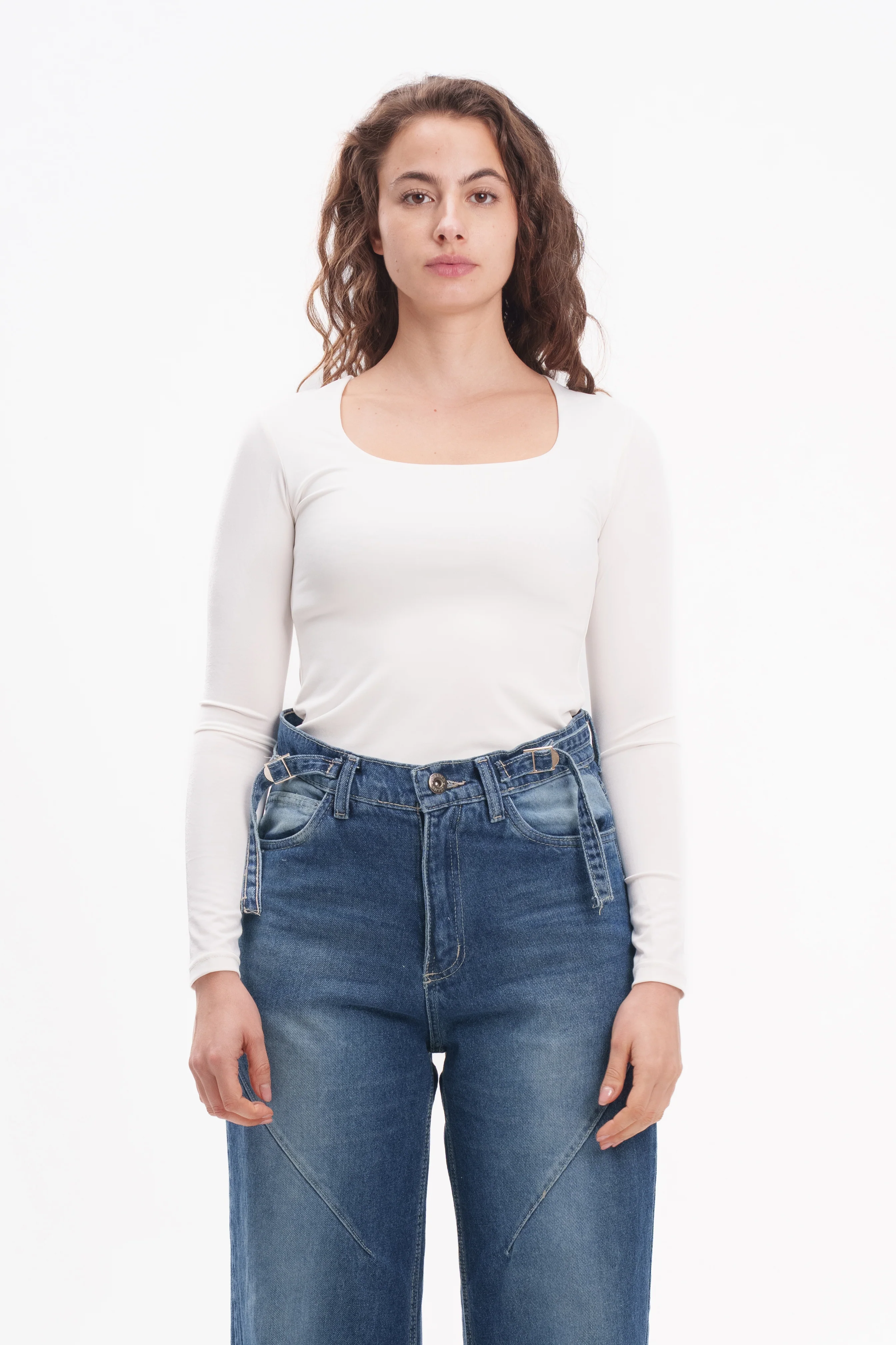 Long-Sleeve Square Neck Top - Image 74