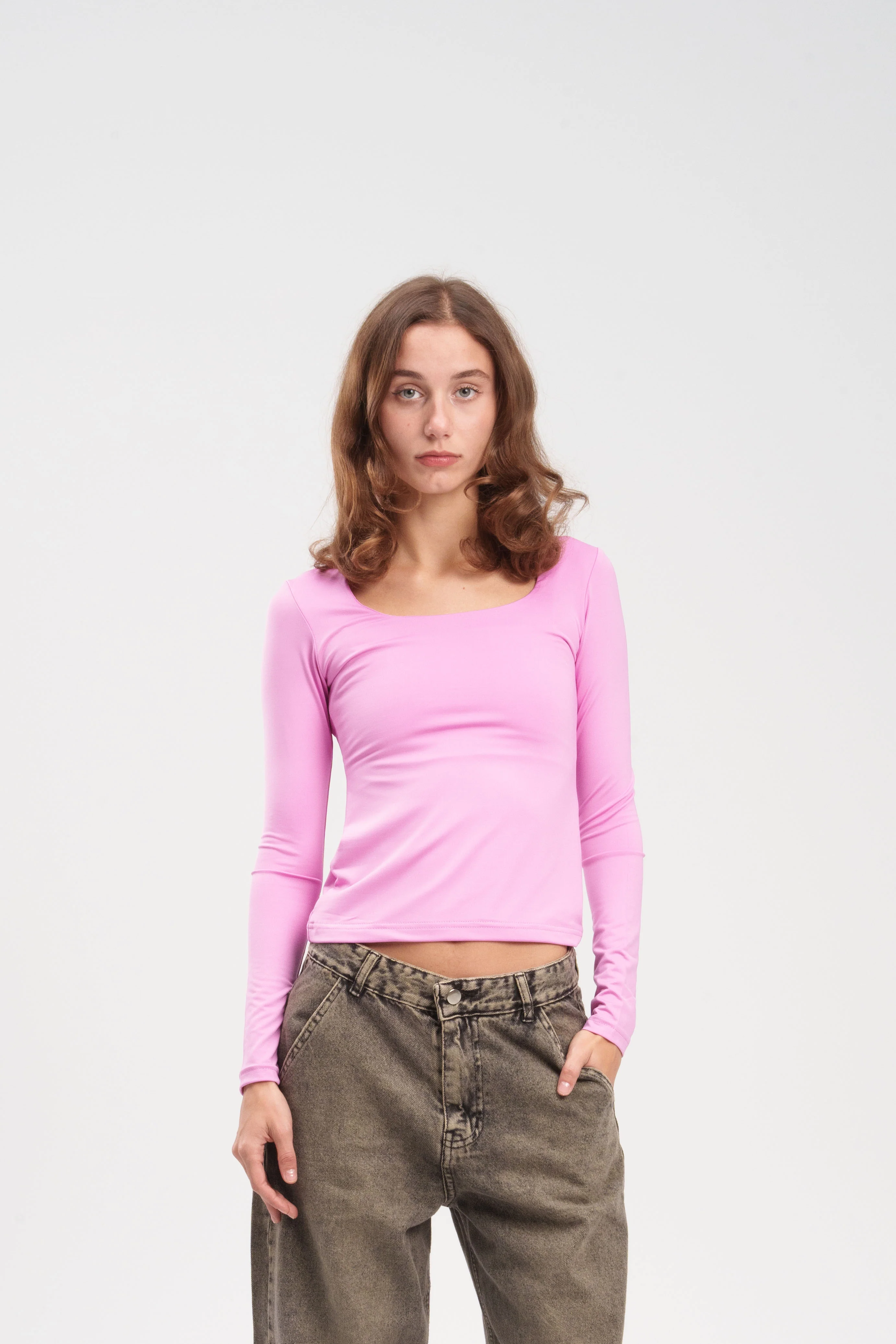 Long-Sleeve Square Neck Top - Image 9