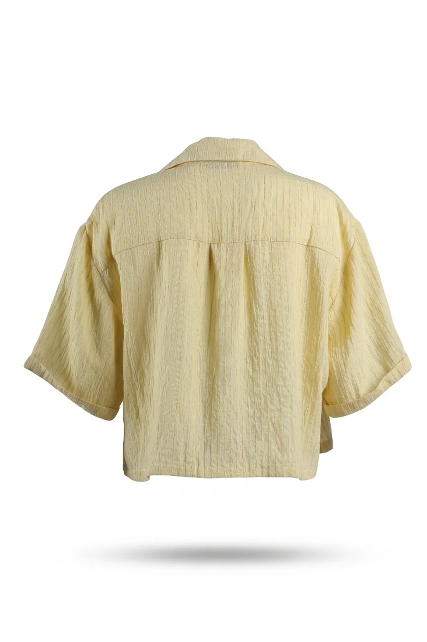 Striped Cropped Linen Shirt - Image 5