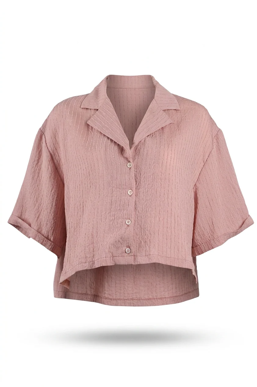 Striped Cropped Linen Shirt - Image 6