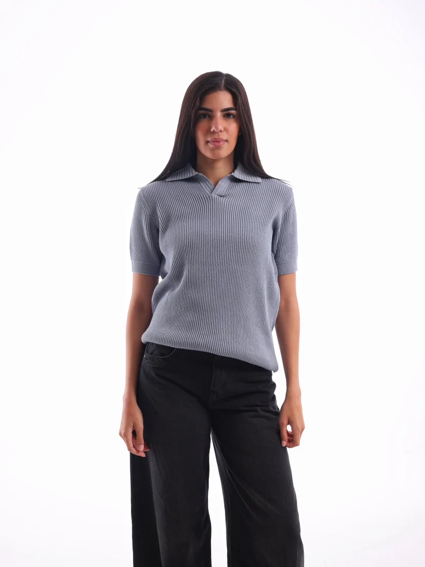 Textured Rib Knit Polo - Image 13
