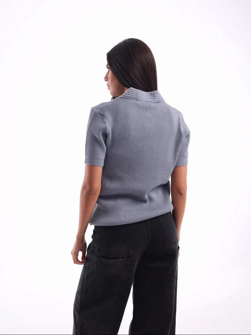 Textured Rib Knit Polo - Image 15